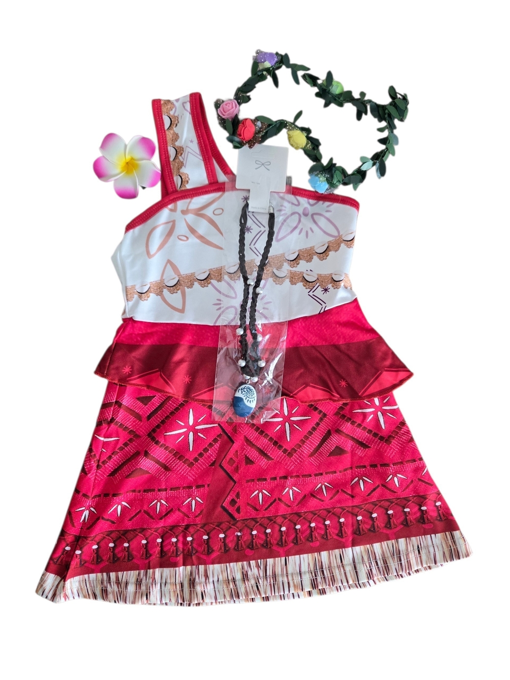 Disney Moana Polynesian Print Dress Up Costume Dress Girls Size 5/6 NWOT